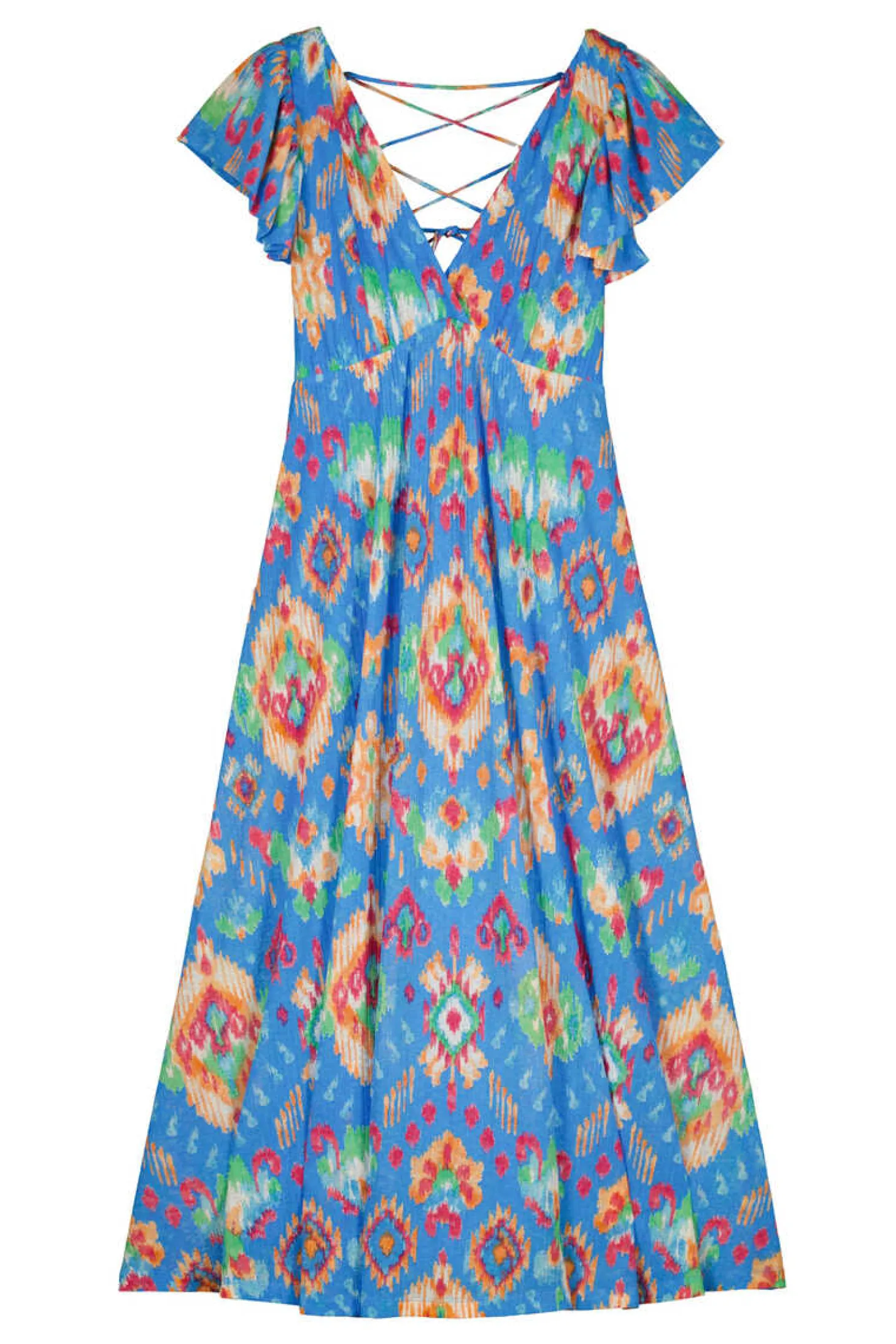 Vestido Midi Estampado Costas Zigzag