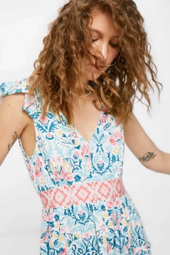 Vestido Midi Estampado Sanefa Cintura