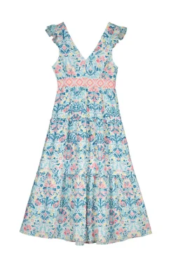 Vestido Midi Estampado Sanefa Cintura