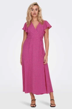 Vestido Midi Manga Folhos