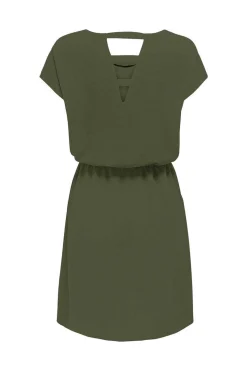 Vestido Mini Manga Curta E Abertura Nas Costas.