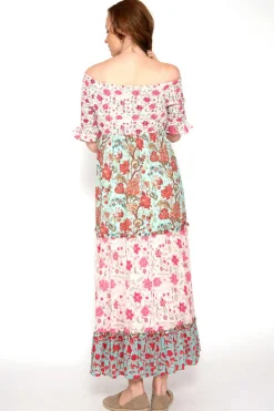 Vestido Tricolor De Manga Com Print