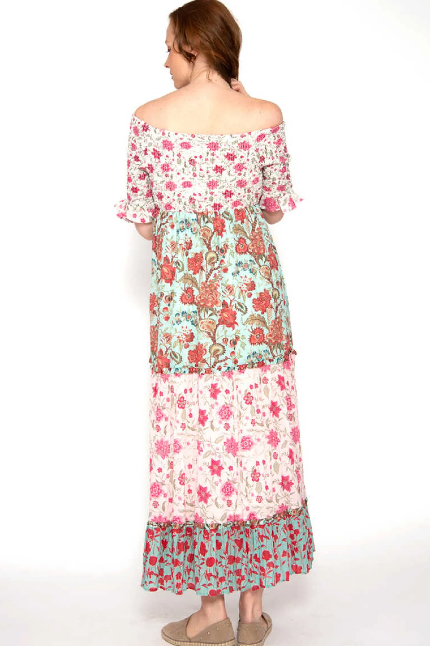 Vestido Tricolor De Manga Com Print