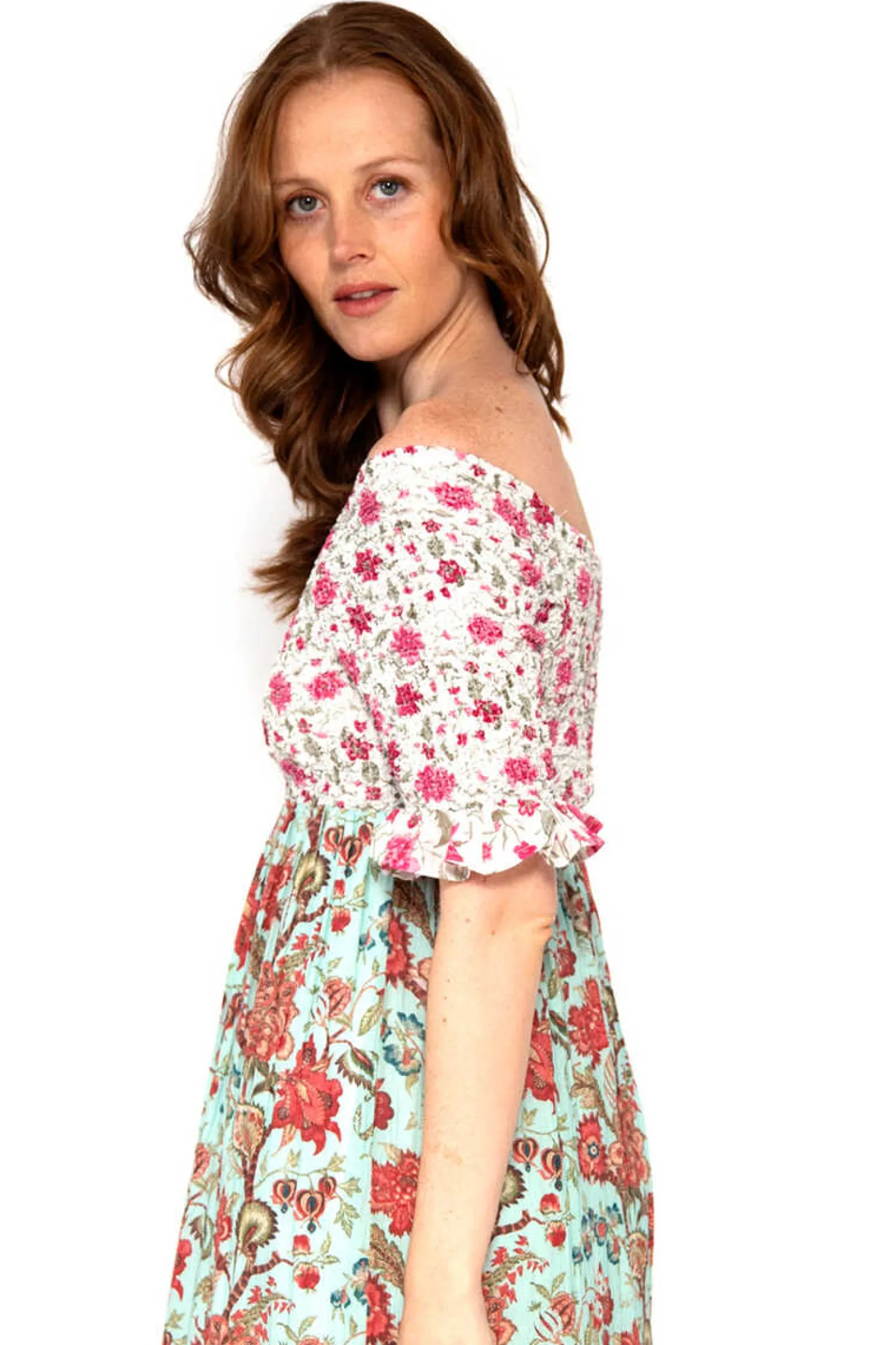 Vestido Tricolor De Manga Com Print