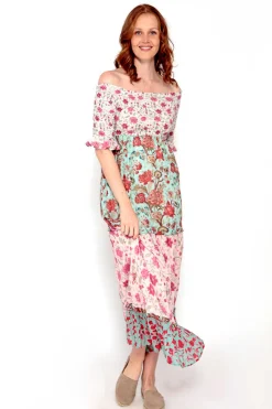 Vestido Tricolor De Manga Com Print